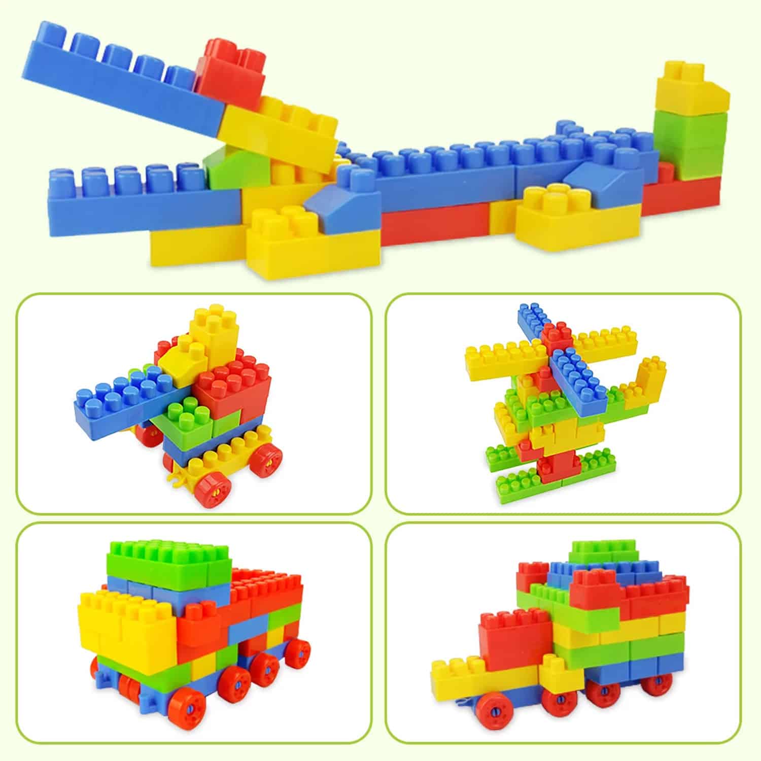 130 Pcs Building Toys for Toddlers, First Builders Building Blocks with Building Bag, Educational Assembly Toys Creative Kids Building Blocks for Children Boys and Girls Gift - Image 4
